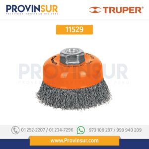 Carda de copa, alambre ondulado, 4" para esmeril 11529 Truper
