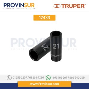 Dado de impacto, largo, 6 puntas, cuadro 1/2" de 21mm 12433 Truper