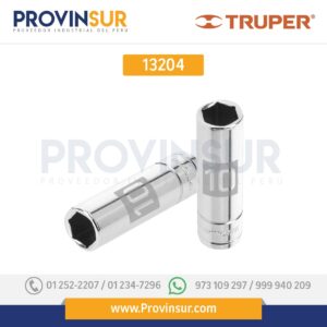 Dado de 6 puntas, largo, cuadro 1/4" de 10mm 13204 Truper