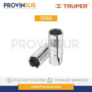 Dado de 6 puntas largas de 13/16" para bujías, cuadro 1/2" 13366 Truper