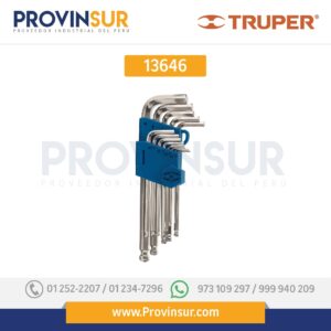 Juego 13 llaves allen largas mm punta bola con organizador 13646 Truper