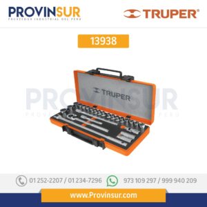Juego de 25 herramientas cuadro 1/2" std y mm para mecánico 13938 Truper