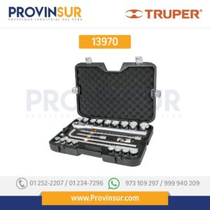 Juego de 23 herramientas cuadro 3/4" std para mecánico 13970 Truper