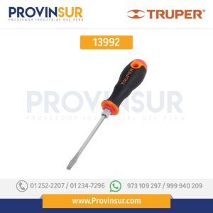 Desarmador plano 3/16x4" mango comfort grip 13992 Truper