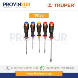 Juego de 5 desarmadores, mangos Comfort Grip 14138 Truper