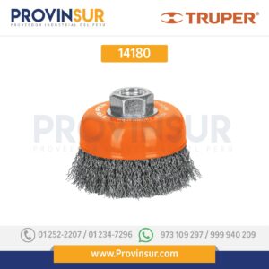 Carda de copa, alambre ondulado, 3", milimétrica para esmeril 14180 Truper