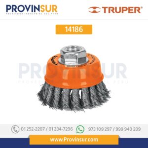 Carda de copa, alambre trenzado fino, 3" para esmeril 14186 Truper