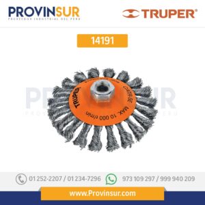 Cardas tipo cónico, alambre trenzado, calibre 0.35 mm 14191 Truper