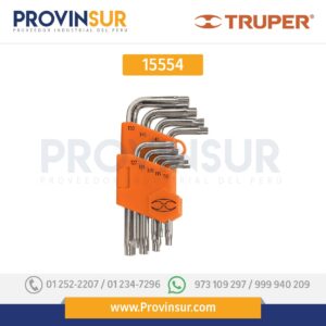 Juego de 9 llaves torx con organizador abatible 15554 Truper