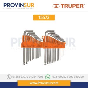 Juego 25 llaves allen largas std y mm punta bola, organizador 15572 Truper