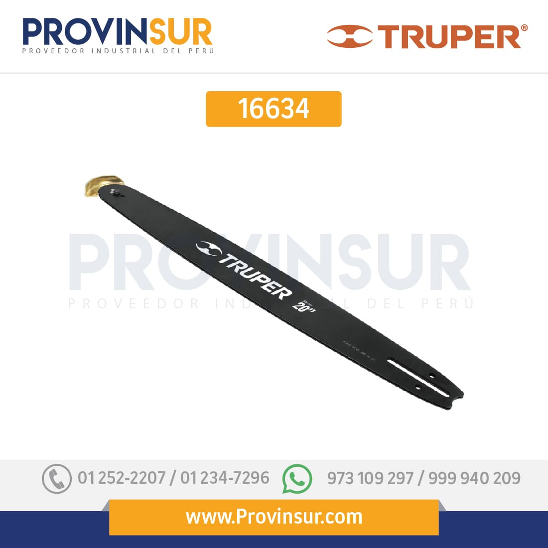 Barra de repuesto para motosierra 20" 16634 Truper