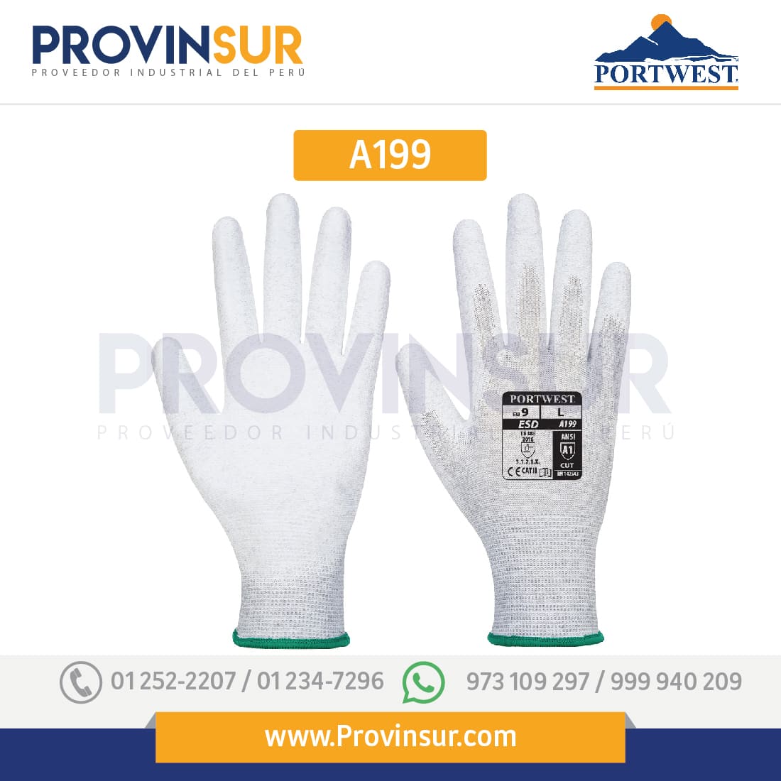 Guante Antiestático Palma PU A199 Portwest