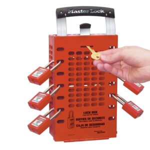 CAJA PARA BLOQUEO GRUPAL PARA COLOCAR EN LA PARED O PORTATIL 503RED, COLOR ROJO - MASTERLOCK