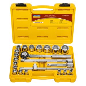 JUEGO DE DADOS ESTRIADOS Y ACCESORIOS 1/2" - 22 PZAS 43600/022 - TRAMONTINA
