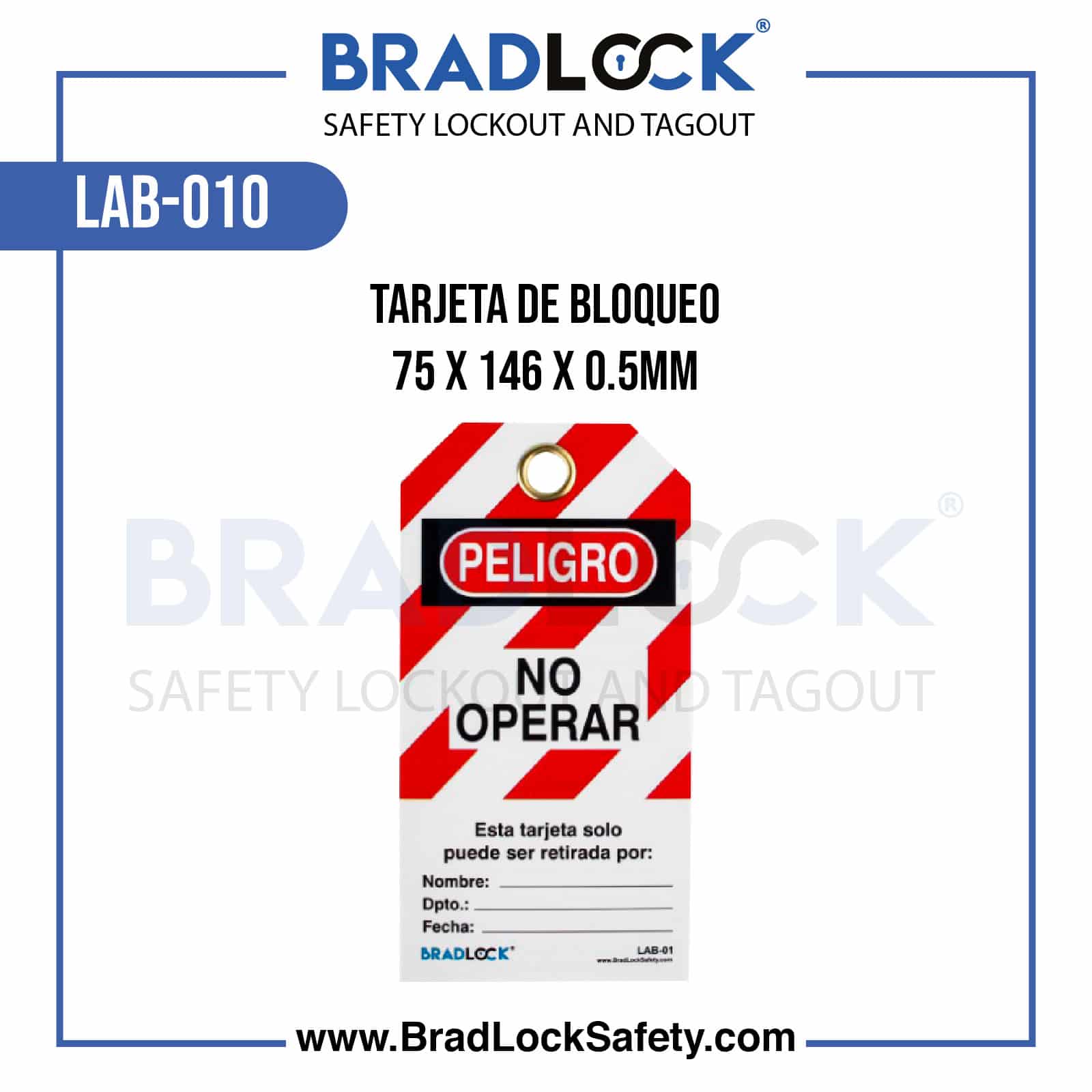 TARJETA DE BLOQUEO COD LAB-010 BRADLOCK