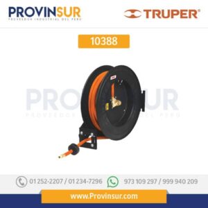 Manguera de hule de 3/8 15 m con carrete retráctil 10388 Truper