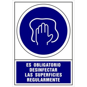 SEÑAL DE VINIL ES OBLIGATORIO DESINFECTAR LAS SUPERFICIES REGULARMENTE N°8