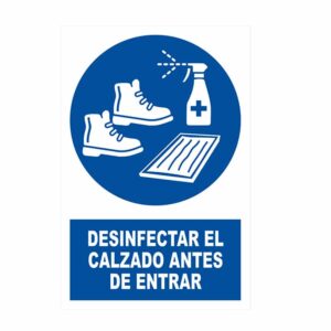 SEÑAL DE VINIL ES OBLIGATORIO DESINFECTARSE LOS ZAPATOS 20X30CM N°9