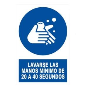SEÑAL DE VINIL ES OBLIGATORIO LAVARSE LAS MANOS 20X30CM N°6
