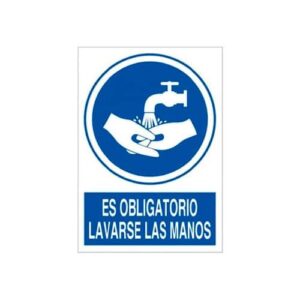 SEÑAL DE VINIL LAVESE Y DESINFECTESE LAS MANOS 20X30CM N°7
