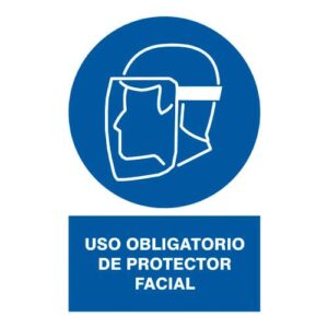 SEÑAL DE VINIL USO OBLIGATORIO DE PROTECTOR FACIAL 20X30CM N°3