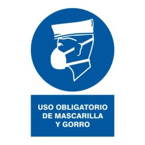 SEÑAL DE VINIL USO OBLIGATORIO DE RESPIRADOR Y GORRO N°5