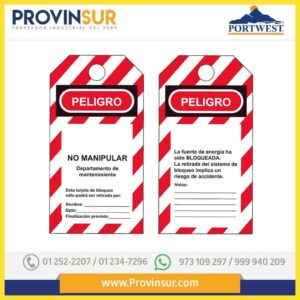 TARJETA DE BLOQUEO PELIGRO PLASTIFICADA Y EN TAMAÑO A6
